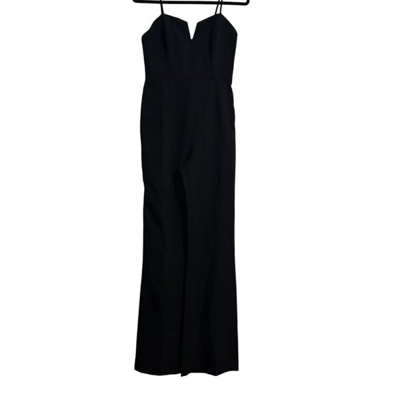 Black Socialite Sleeveless V-Neck Jumpsuit With Spaghetti Straps - Picture 1 of 14